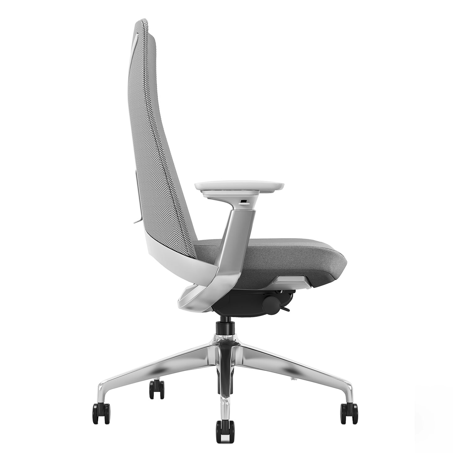 YUCAN Chaise oscillante de bureau | Accoudoirs 4d, mécanique synchrone, gris argenté