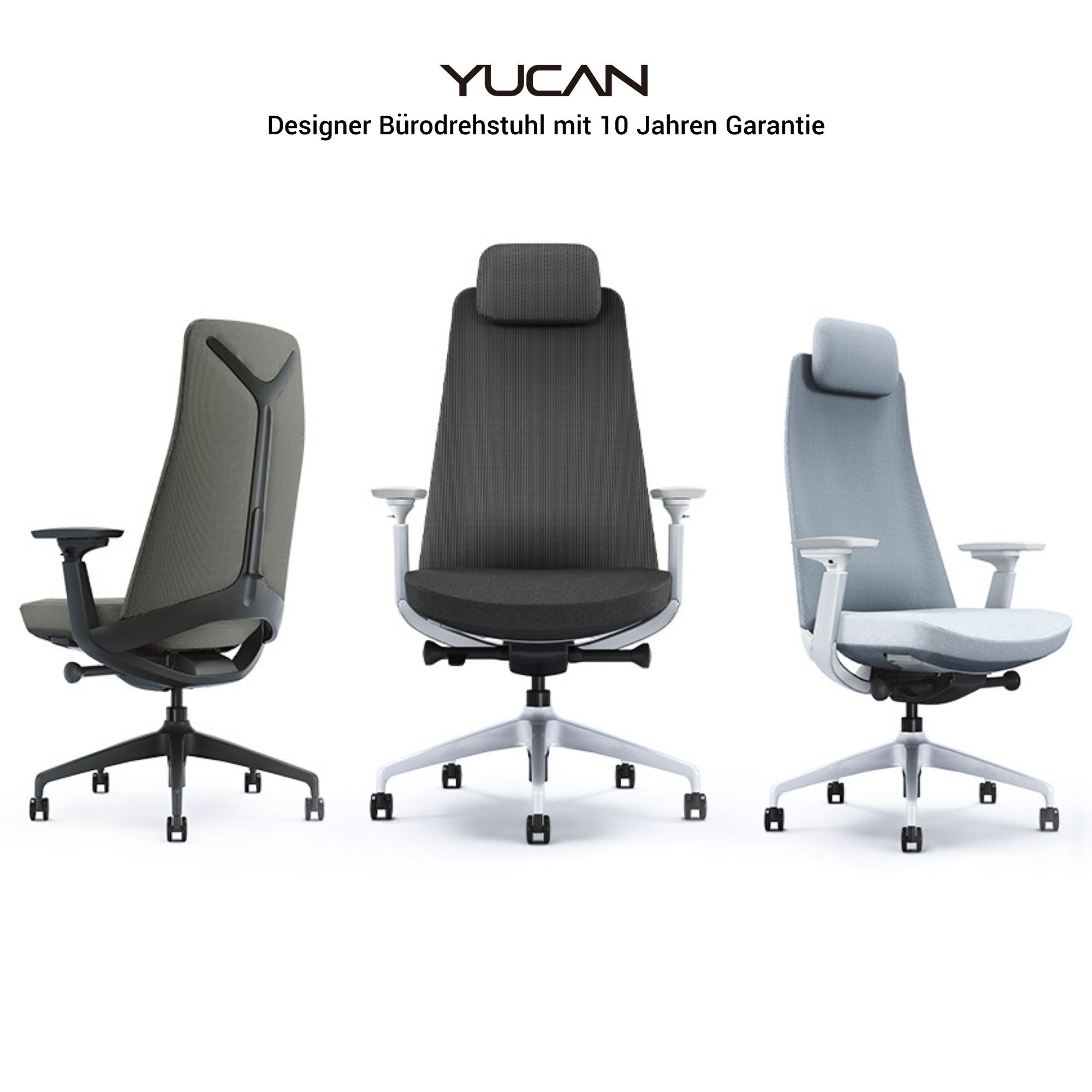 YUCAN Bürodrehstuhl | 4D-Armlehnen, Synchronmechanik, Schwarz