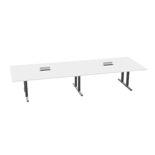 Table de conférence L-Line | 3200-4800 mm, passage de câbles intégré, ports multimédia en option