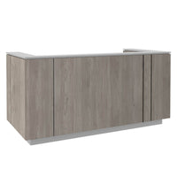 ICE reception desk | 2204 x 1022 mm, gray northern oak