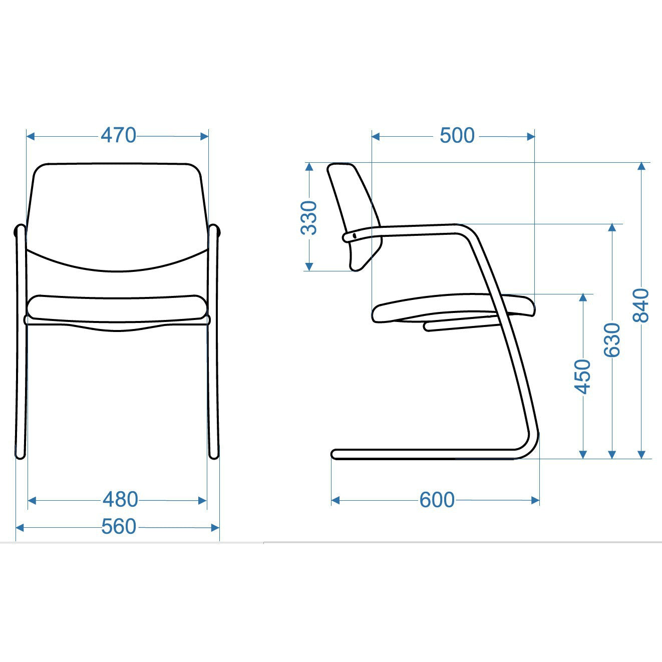 Chaise cantilever GAMA | Noir