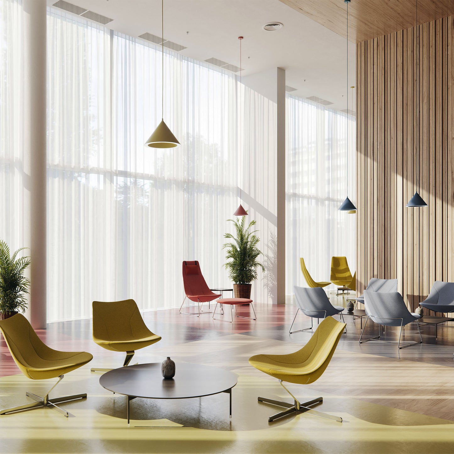 profim – CHIC LOUNGE Sessel | Kufengestell oder 4-armiges-Fußkreuz, niedrige Rückenlehne
