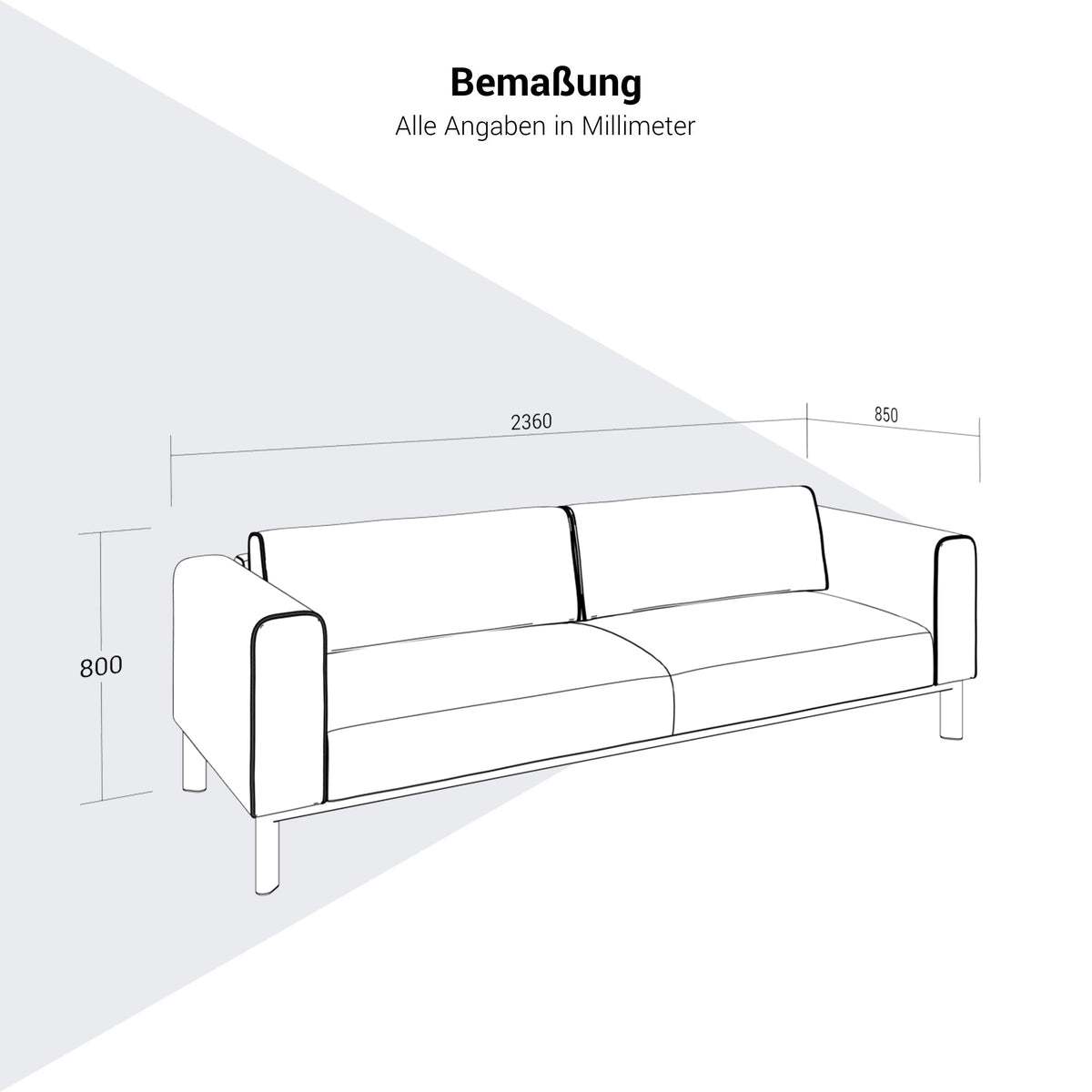 profim - DECENTA Sofa | 3-Sitzer, feste Armlehnen