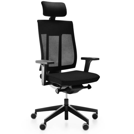 profim - XENON 111 SFL Net chaise de bureau pivotante | Support lombaire, dossier en résille, appui-tête, noir