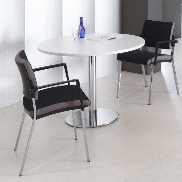 OPTIMA Table de réunion | Ronde, piètement chromé, Ø 1000 mm, blanc